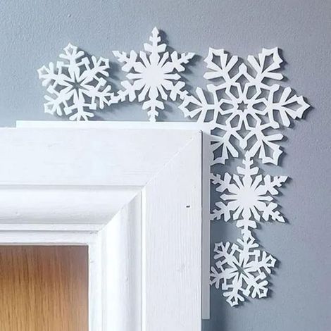 Décoration Murale Noël - Motif Flocon De Neige En Métal - Pour Porte, Cheminée, Étagère Ou Fenêtre - 1 Pièce (1/5)