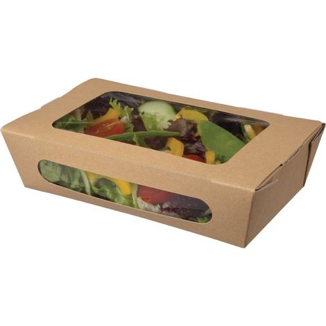 Lot de 200 barquettes à Salade Kraft Recyclable avec Fenêtre 200 mm - Colpac