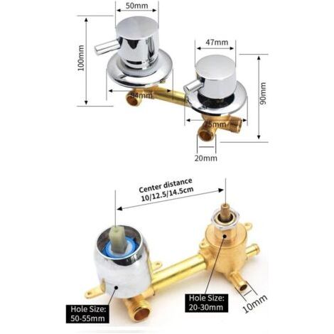 NALOOKAMIC Mitigeur Cabine De Douche,5 Voies Sortie D'eau Filetage/intubation,Entraxe 10Cm/12,5Cm Mitigeur Laiton Salle De Bain Poli Douche Robinet Cabine (Intubation 5 way 10cm) (1/3)