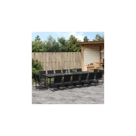 Ensemble à manger de jardin 17 pcs noir textilène (1/5)