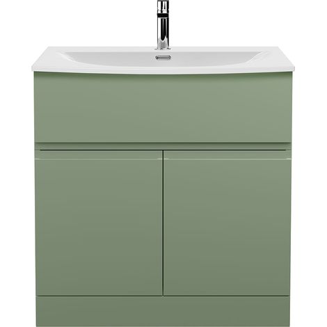 Hudson Reed Urban Floor Standing Vanity Unit with Basin 4 Satin Green - 800mm Wide (1/5)