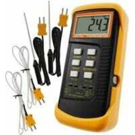 Thermomètre De Type K Avec Capteur De Thermocouple 1300 ° C (° C, ° F Et K Avec 4 Thermocouples (câblé Et Acier Inoxydable) (1/5)