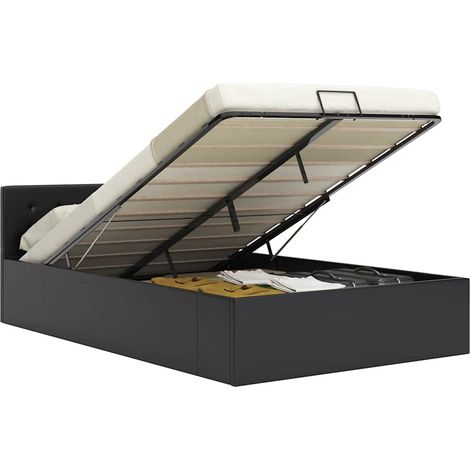Maison Exclusive - Cadre de lit Ă rangement hydraulique Noir Similicuir 120x200 cm (1/5)