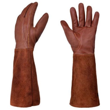 Gants de jardinage en cuir, résistants aux épines, longs gants de jardin longueur coude (1/4)