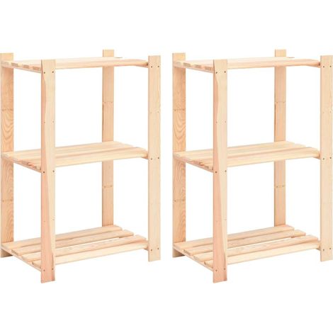 Étagères de rangement à 3 niveaux 2 pcs 60x38x90 cm Pin 150 kg (1/5)