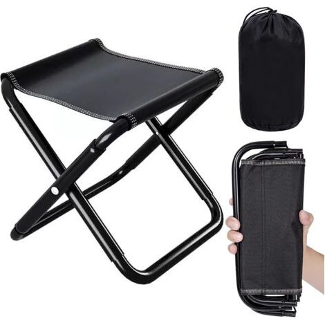 Tabouret pliant portable - Tabouret de camping pliable avec sac de rangement - Mini tabouret pliable pour voyage, randonnée, pêche, jardinage, plage (1/5)