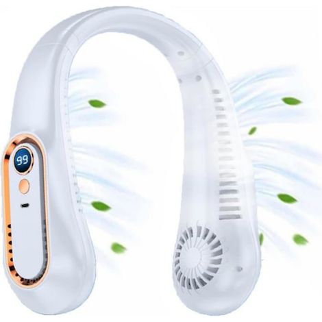 1 Ventilateur de cou, 5 vitesses, refroidissement 360°, écran LED, rechargeable, sport bureau (1/5)