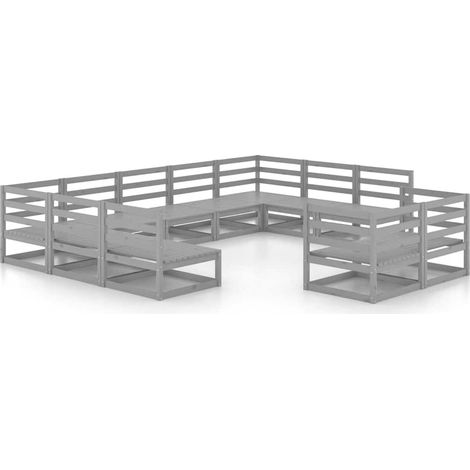 Maison Exclusive - 11-tlg. Garten-Lounge-Set Massivholz Kiefer (1/5)