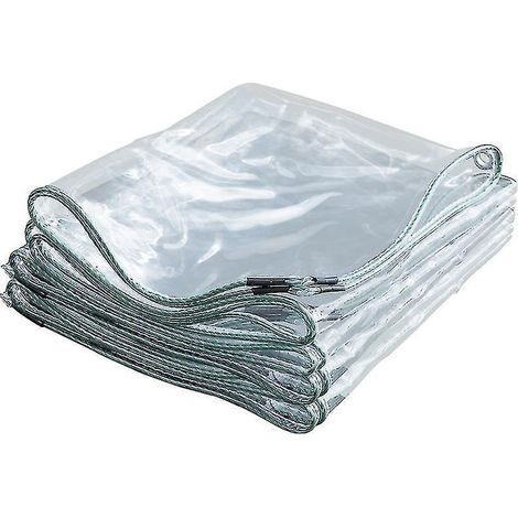Transparente, wasserdichte und strapazierfähige Plane mit Ösen für Haus, Garten und Außenbereich – PVC-Plane – 600 g/m² – 0,5 mm dick – mit WLAN-Bodenschutz