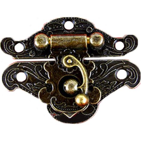 Hasp - Serrure À Fermoir Rétro Pour Boîte En Bois - 38 x 29 mm - Bronze Ancien - 1 Pièce (1/5)