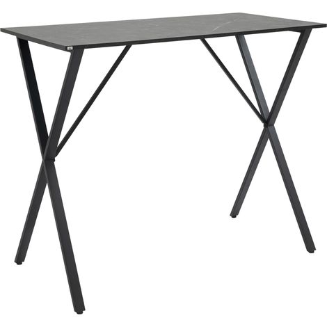 Table bar haute industriel effet marbre 120x60x102 cm noir