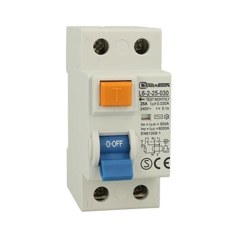 Interruttore Salvavita Differenziale Puro 2P-C25 30mA Type AC SD-L6-2-25-030 (1/2)