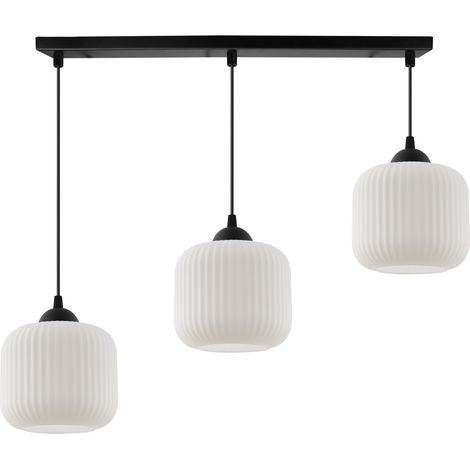 LÁMPARA COLGANTE RIFFLE NEGRA 3 PANTALLAS CILINDRICAS PLANAS BLANCAS E27