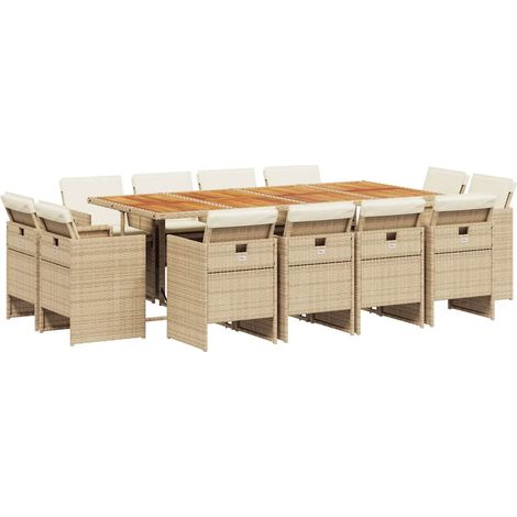 Maison Exclusive - Set comedor de jardín con cojines 13 pzas ratá (1/5)