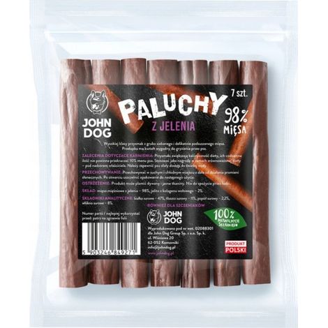 John Dog Snack - Bastoncini Premium 98% carne Confezione da 7 - Bastoncini di cervo - 7 pezzi