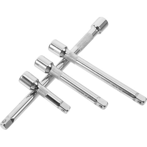 4 Pièces Ensemble de Rallonges Cliquet en Acier Chrome Vanadium Argenté Résistant à L'usure pour Réparations Automobiles et Montage Meubles - (1/5)