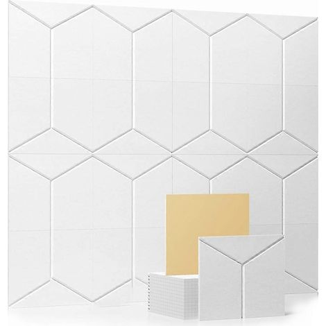 Lot de 12 panneaux insonorisants, panneaux muraux acoustiques autocollants en forme de Y, 30,5 x 28 x 1 cm, pour bureau à domicile et salle de jeux. (1/5)