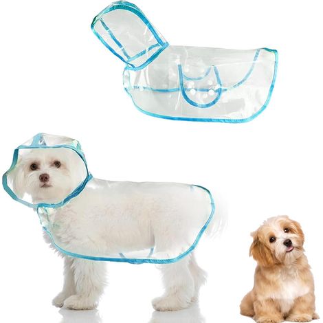 1 Imperméable Chien, Capuche Transparente, Matière Plastique, Taille M, Pour Chiots Et Petits Chiens