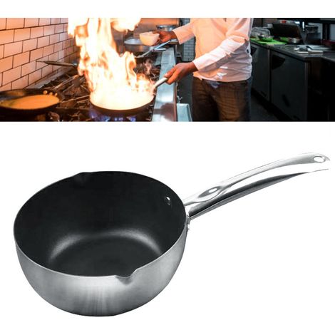 Cacerola japonesa con pico vertedor, 22 cm, acero inoxidable, antiadherente y lavable, para sopas, ramen y congee. (1/5)