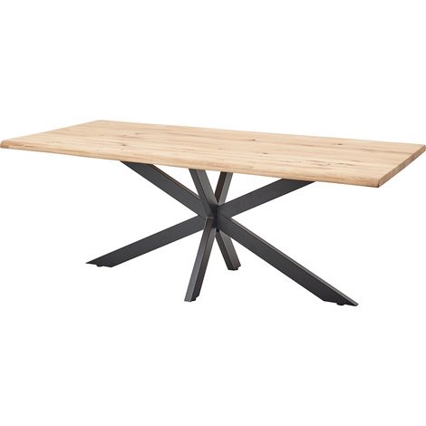 Esstisch 200x100cm, Eiche massiv geölt mit Baumkante, NEWBURGH-119 (1/5)
