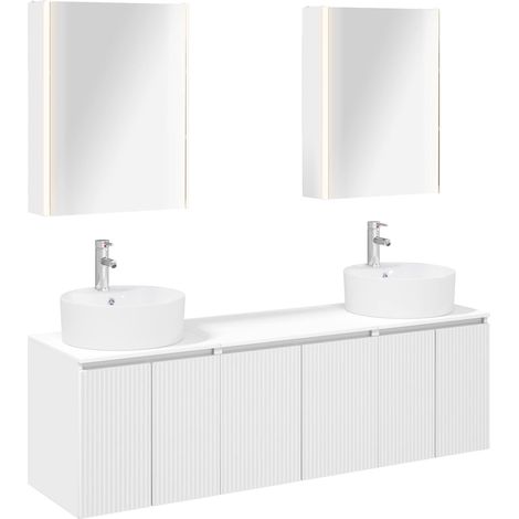 Ensemble d'armoire de salle de bain 5 pcs Blanc vidaXL (1/5)