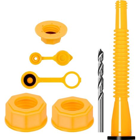 Kit de reemplazo de boquilla para bidón de gas de 9 piezas, boquilla para bidón de gas de 7 pulgadas, 3 kits amarillos que contienen tapas de collar roscadas, tapas de ventilación para bidones de gas, (1/5)