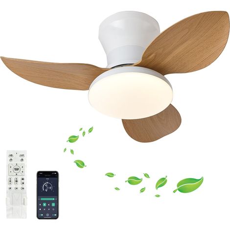 Moderner Deckenventilator mit LED-Beleuchtung, Fernbedienung, leisem, reversiblem 6-Gang-Motor, einstellbarem Timer, ideal für Wohnzimmer, kompakte Größe