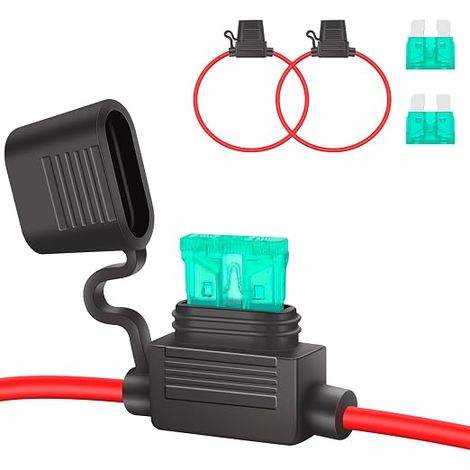 Porte Fusible 12v Moyen en Ligne, ATC/ATO Porte-Fusibles Lame Enfichable Étanche avec Fil, Adaptateur Fusibles Voiture Fusible 30A Standard Auto/Camion/Moto/Bateau (1/5)