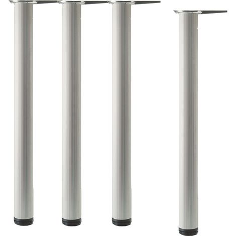 camar Tischfuß Aluminia ø 80mm, Tischbeine höhenverstellbar, Länge 690-720mm gerillt, Aluminium silber 4 Stück (1/3)
