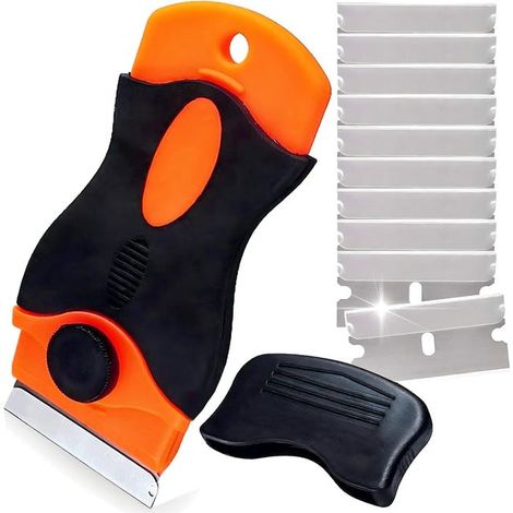 Raspador de vitrocerámica - Raspador de vidrio - Juego de raspadores universales con 10 cuchillas de repuesto - Práctico y fácil de usar (1/4)