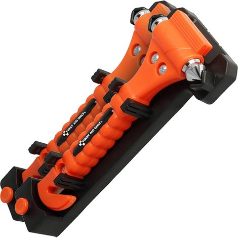Marteau de secours 2 en 1 avec coupe-ceinture (lot de 2) Marteau de secours dans un support pratique avec système Quick-Click P-30001 00 (1/5)