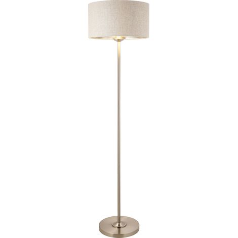 Lampada da terra Highclere cromo con paralume lino E27 (1/5)