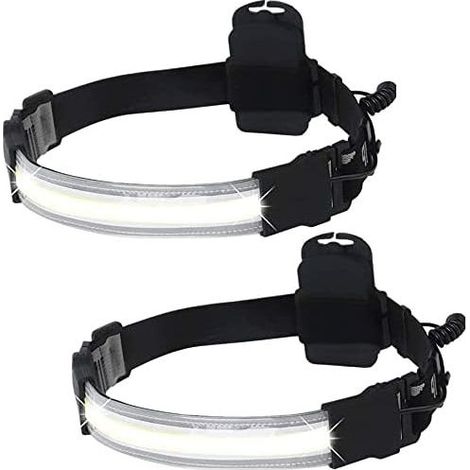 Lampe torche à tête COB 400/140/400 lumens,paquet de 2 lampes de poche à LED pour phares à faisceau large 220 ° Mini torches à tête de bande à LED élastiques durables pour le camping,la réparation de (1/5)