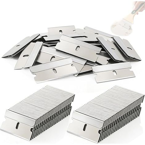 Outil Pour Décoller Autocollants, Spatule Pour Enlever La Colle Des Vitres, Rasoir À Lames Pour Films De Vitre + 100 Lames De Rechange (1/5)