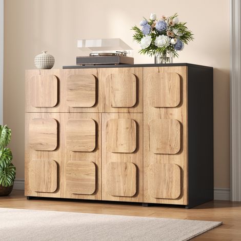 Aparador modular 107,5x35x83,5 cm de madera natural, ahorra espacio FloraGrace (1/5)