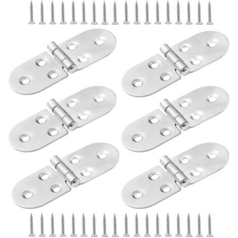6 PCS Charnières de Table Pliantes,Charnière de Table Pliante à InoxArrondis,Charnière Flip Pliable,Flip Top Charnière avec vis