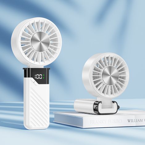 Mini ventilatore portatile, ventilatore portatile silenzioso ricaricabile tramite USB con 5 velocità, piccolo ventilatore tascabile pieghevole, ventilatore portatile per ufficio e uso esterno (bianco)