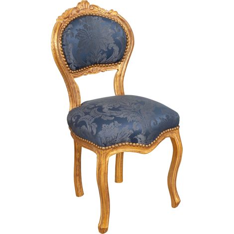 Goldfarbener Wohnzimmer Sessel Louis XVI 90x45x42 cm Holzstuhl französischer Stil Schlafzimmer Sessel gepolsterter Barocksessel