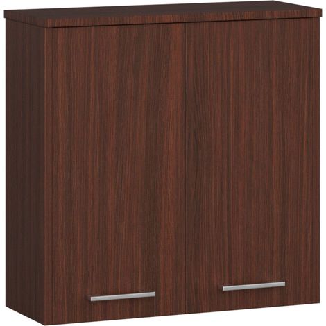 Armoire salle de bains AKORD FIN accr. au mur Wengé 60 cm 2 portes façade Wengé 2 étagères 60x22,5x60 cm (1/5)