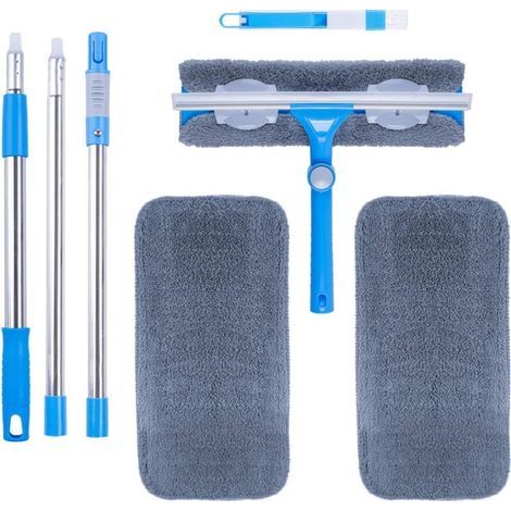 3-in-1 Window Squeegee Cleaner Kit (31CM) with Telescopic Handle, Extendable Window Cleaning Broom with Squeegee for Windows/Cars (1/5)