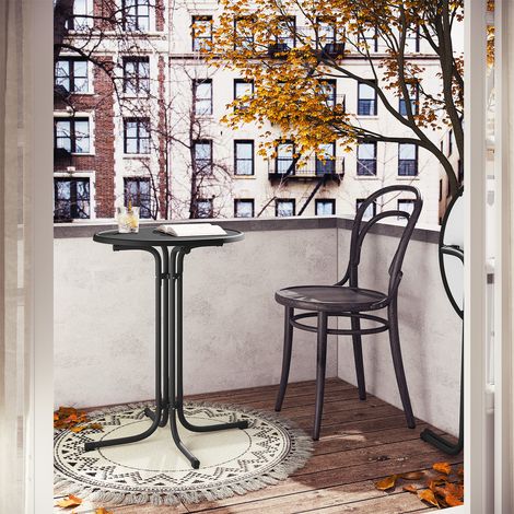 WOLTU Klappbarer Stehtisch, Bartisch rund, Bistrotisch Ø 80 cm, Klapptisch Partytisch wetterfest, Hochtisch 110 cm, Gartentisch Indoor Outdoor, für Garten Party Hochzeit, Metallrohre, Schwarz (1/5)