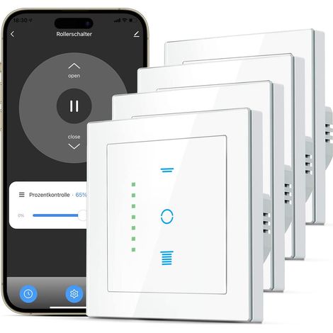 Interruttore per tapparelle Currysmarter WLAN di sesta generazione con LED, compatibile con Echo, Alexa e Google, confezione da 4 pezzi. (1/5)