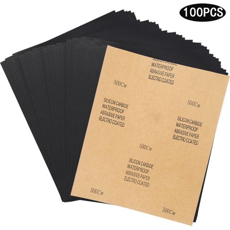 Ortviai Papier abrasif étanche P500 pour ponçage automobile et meubles – 100 feuilles en carbure de silicium (1/5)