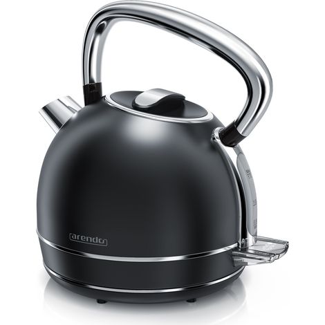 Arendo Wasserkocher mit Temperatureinstellung, 1,7 l, 2200 W, Edelstahl Retro Style Vintage, Überhitzung & Trockenkochschutz, schwarz (1/5)