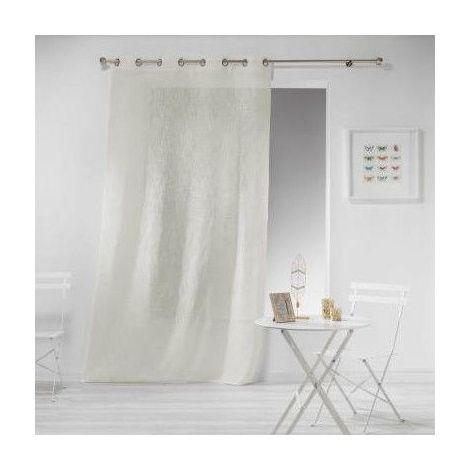 Voilage 140 x 280 cm à œillets – 100 % polyester tissé effet lin – Lavable en machine à 30° – Coloris naturel lumineux – L3C (1/5)