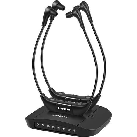 Casque TV Sans Fil SIMOLIO Double, Infrarouge, 15 Heures Autonomie, Son Ambiant (1/5)