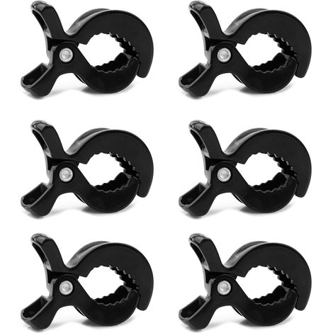 6 clip per passeggino, accessori universali per passeggino, clip antiscivolo, ganci per coprisedili, clip per coprisedili auto, mollette per esterni per fissare coperte - Nero