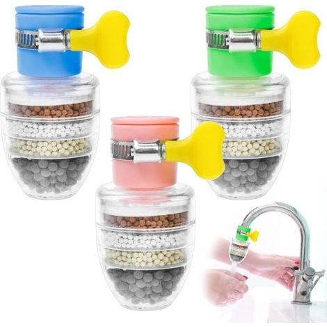 JSSEVN - 3-Piece Anti-Limescale Faucet Filter, Drinking Water Filter for Kitchen, Sink and Bathroom, Water Purification Accessory (1/5)