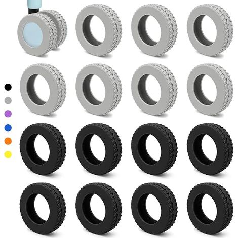 16 schwarze Silikon-Kofferrollenschoner, geräuschlos, rutschfest, sturzsicher, kompatibel mit Koffern und grauen/schwarzen Bürostühlen (für 5-6 cm Rollen) (1/5)