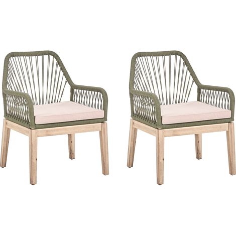 Set mit 2 Stühlen und Sitzkissen OLBIA Olivgrün